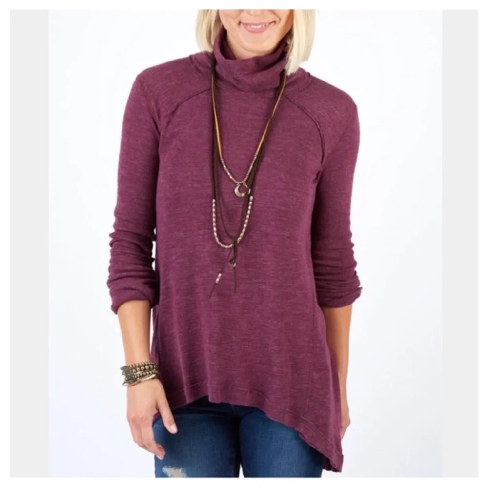 Free People Open Back Knit Turtleneck Plum Sz. M